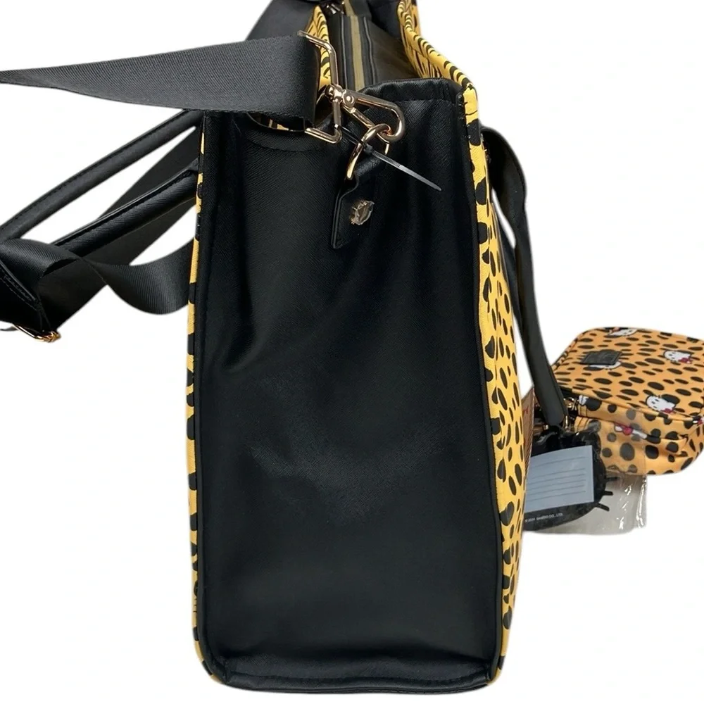 Hello Kitty Cheetah Tote Bag 3 Pc Set Crossbody Purse NWT